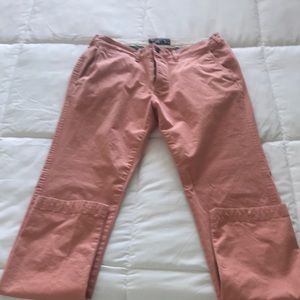 Coral skinny chinos